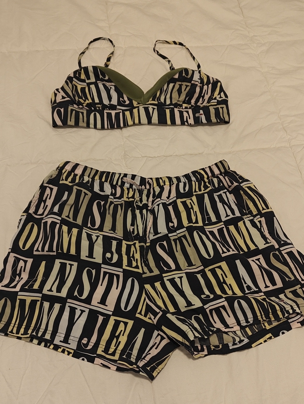 Tommy Hilfiger Black & Olive Graphic Logo Pajama Set
